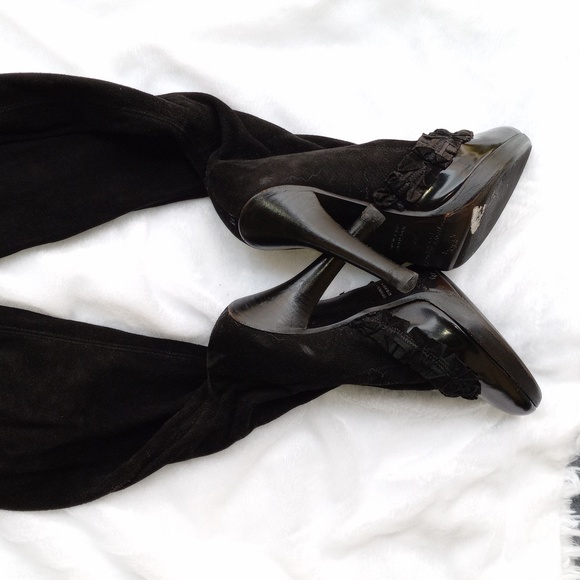 COPY - Tom Ford Yves Saint Laurent rive gauche otk suede patent boots - Picture 9 of 15